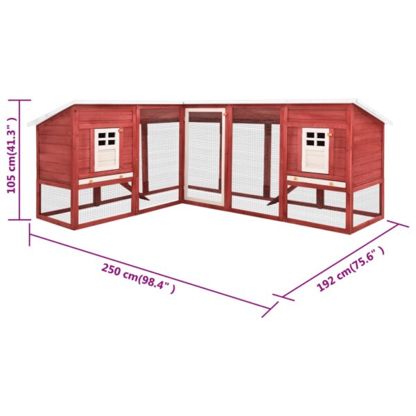 vidaXL Outdoor Rabbit Hutch with Run Red and White Solid Fir Wood - Image 9