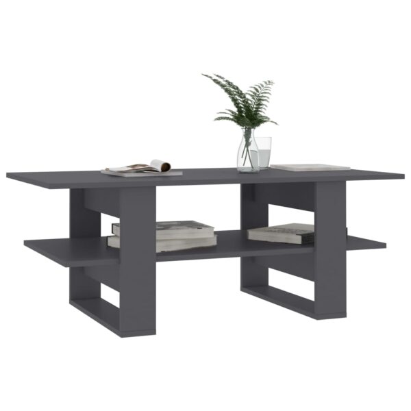 vidaXL Coffee Table Gray 43.3"x21.7"x16.5" Engineered Wood - Image 3