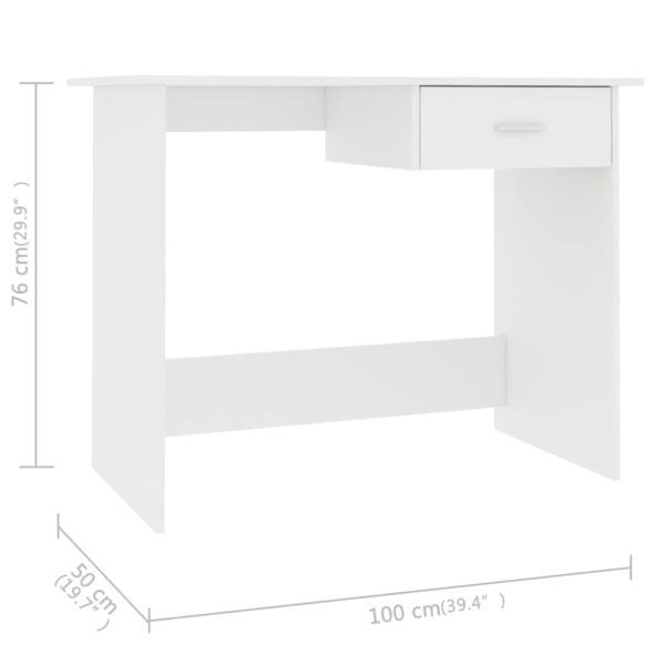 vidaXL Desk White 39.4"x19.7"x29.9" Engineered Wood - Image 6