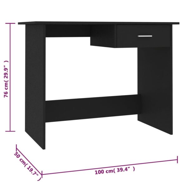 vidaXL Desk Black 39.4"x19.7"x29.9" Engineered Wood - Image 6