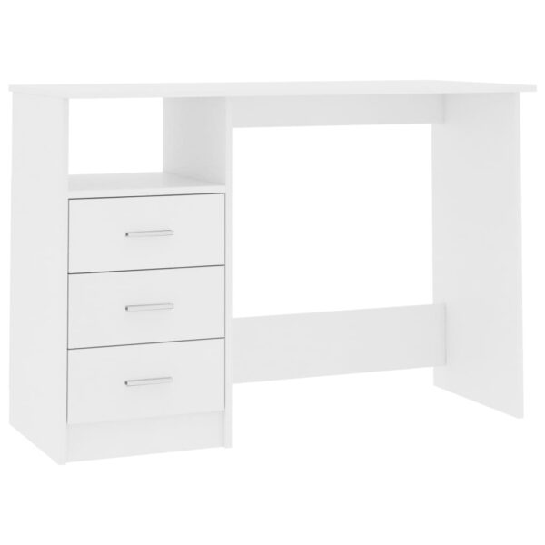 vidaXL Desk with Drawers White 43.3"x19.7"x29.9" Engineered Wood - Image 2