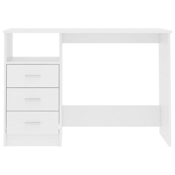 vidaXL Desk with Drawers White 43.3"x19.7"x29.9" Engineered Wood - Image 4