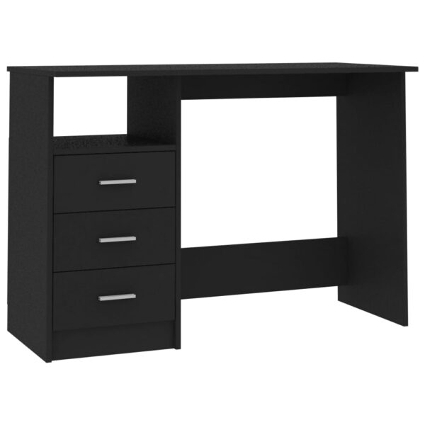 vidaXL Desk with Drawers Black 43.3"x19.7"x29.9" Engineered Wood - Image 2