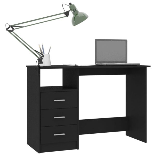 vidaXL Desk with Drawers Black 43.3"x19.7"x29.9" Engineered Wood - Image 3