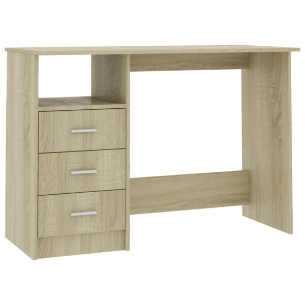 vidaXL Desk with Drawers Sonoma Oak 43.3"x19.7"x29.9" Engineered Wood - Image 2