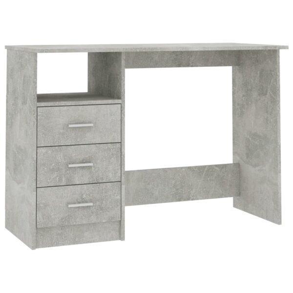 vidaXL Desk with Drawers Concrete Gray 43.3"x19.7"x29.9" Engineered Wood - Image 2