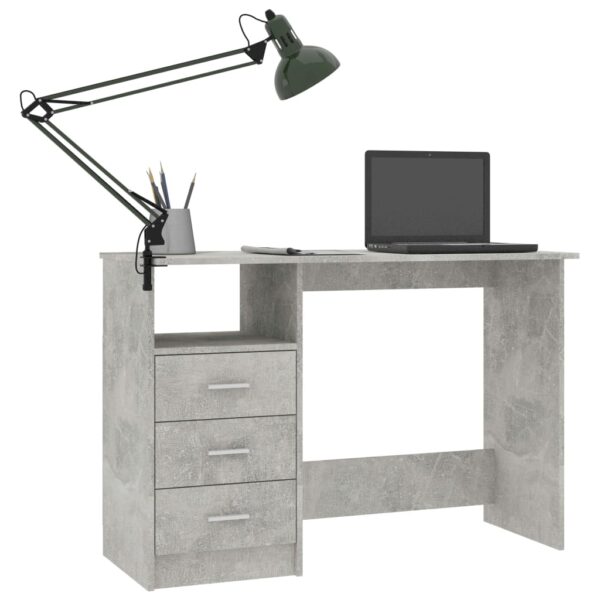 vidaXL Desk with Drawers Concrete Gray 43.3"x19.7"x29.9" Engineered Wood - Image 3