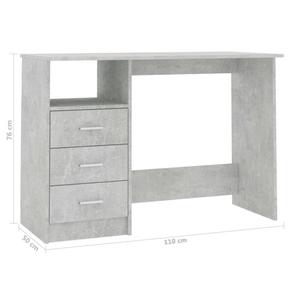 vidaXL Desk with Drawers Concrete Gray 43.3"x19.7"x29.9" Engineered Wood - Image 6