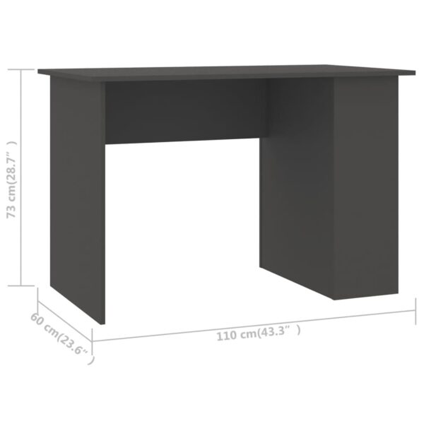 vidaXL Desk Gray 43.3"x23.6"x28.7" Engineered Wood - Image 8