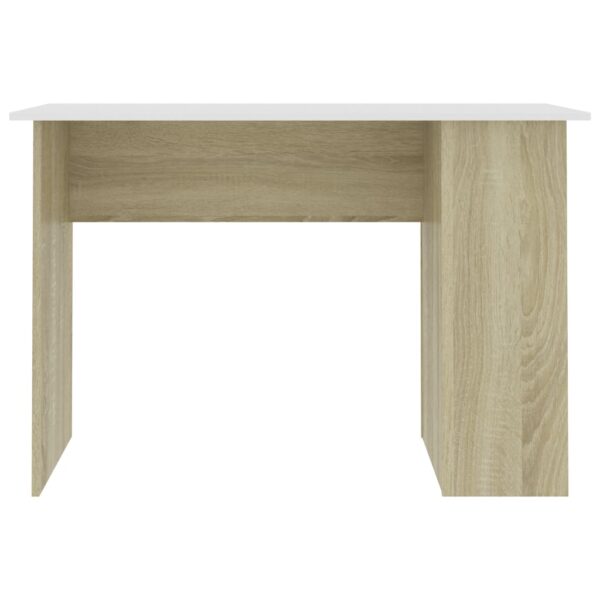 vidaXL Desk White and Sonoma Oak 43.3"x23.6"x28.7" Engineered Wood - Image 4