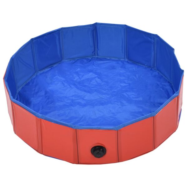 vidaXL Foldable Dog Swimming Pool Red 31.5"x7.9" PVC - Image 3