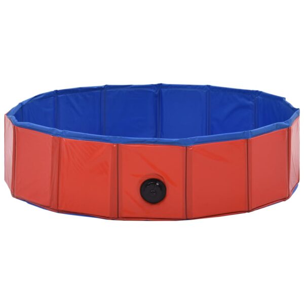 vidaXL Foldable Dog Swimming Pool Red 31.5"x7.9" PVC - Image 4