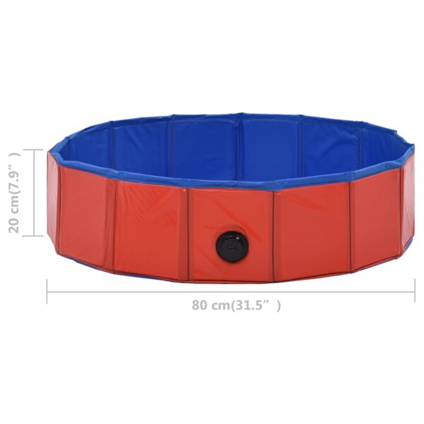 vidaXL Foldable Dog Swimming Pool Red 31.5"x7.9" PVC - Image 9