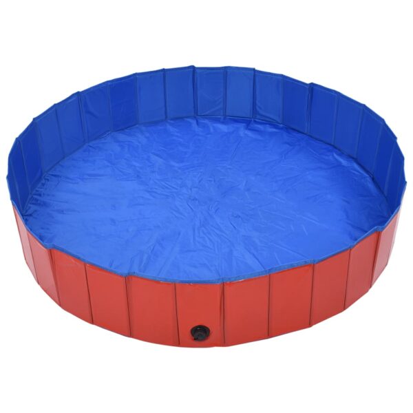 vidaXL Foldable Dog Swimming Pool Red 63"x11.8" PVC - Image 3