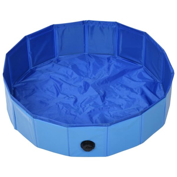 vidaXL Foldable Dog Swimming Pool Blue 31.5"x7.9" PVC - Image 3