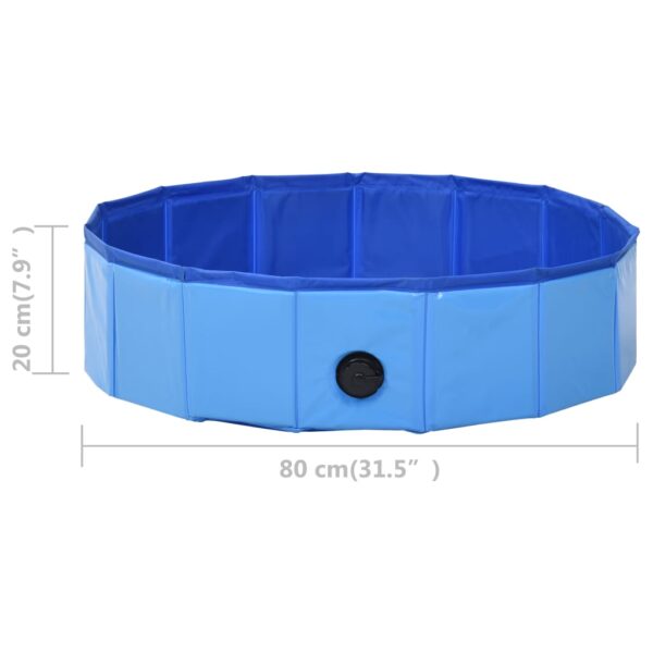 vidaXL Foldable Dog Swimming Pool Blue 31.5"x7.9" PVC - Image 9