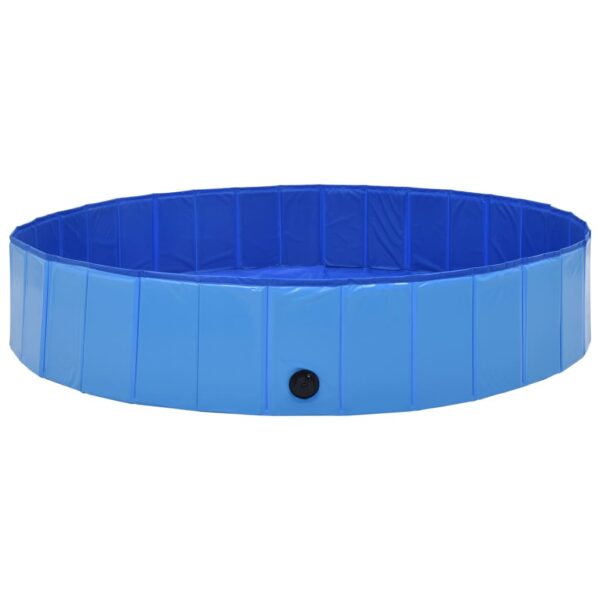 vidaXL Foldable Dog Swimming Pool Blue 63"x11.8" PVC - Image 2