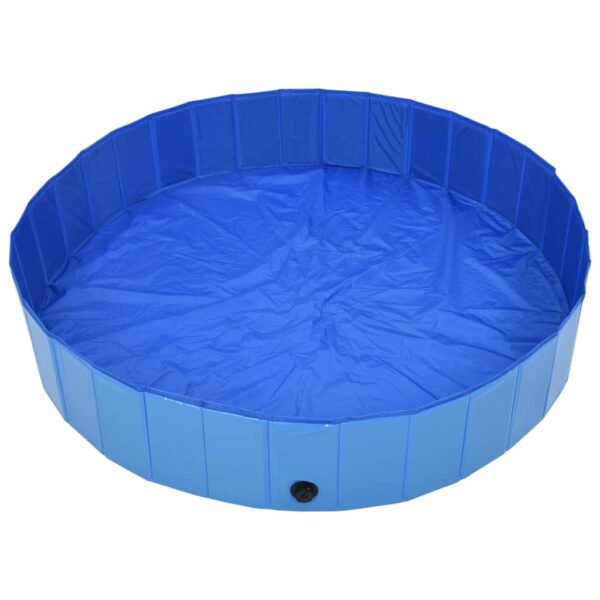 vidaXL Foldable Dog Swimming Pool Blue 63"x11.8" PVC - Image 3