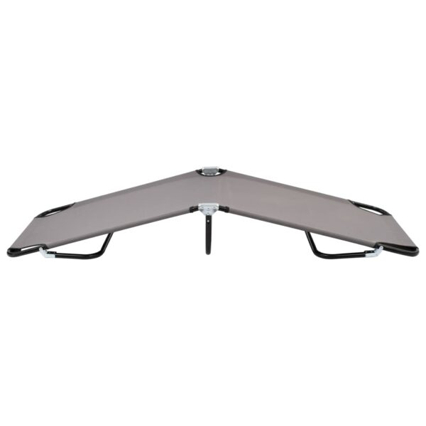 vidaXL Folding Sun Lounger Gray Steel - Image 3