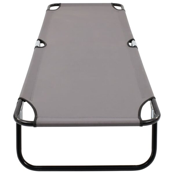 vidaXL Folding Sun Lounger Gray Steel - Image 5