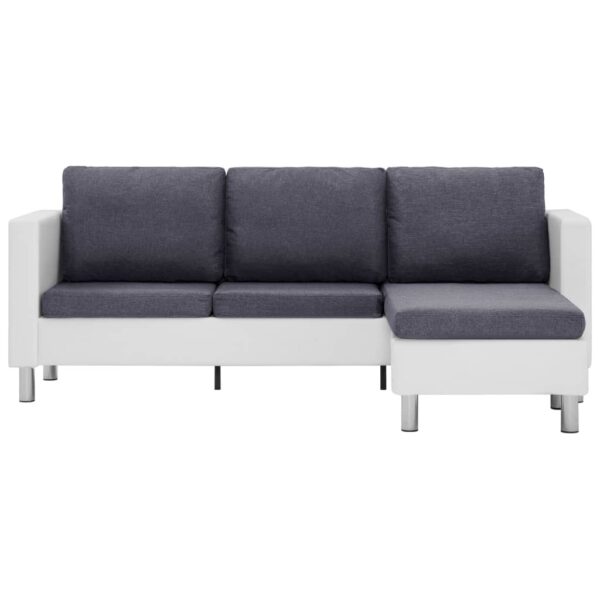 vidaXL 3-Seater Sofa with Cushions White Faux Leather - Image 3