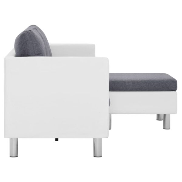 vidaXL 3-Seater Sofa with Cushions White Faux Leather - Image 4