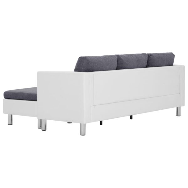 vidaXL 3-Seater Sofa with Cushions White Faux Leather - Image 5