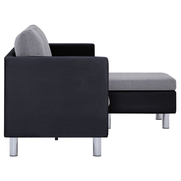 vidaXL 3-Seater Sofa with Cushions Black Faux Leather - Image 4