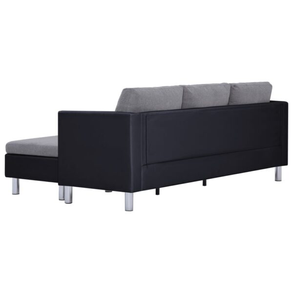 vidaXL 3-Seater Sofa with Cushions Black Faux Leather - Image 5