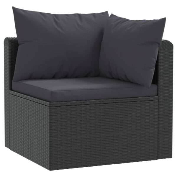 vidaXL 7 Piece Patio Lounge Set with Cushions Poly Rattan Black - Image 3