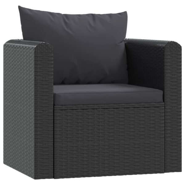 vidaXL 7 Piece Patio Lounge Set with Cushions Poly Rattan Black - Image 4