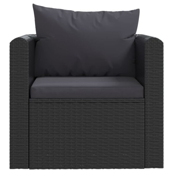 vidaXL 7 Piece Patio Lounge Set with Cushions Poly Rattan Black - Image 5