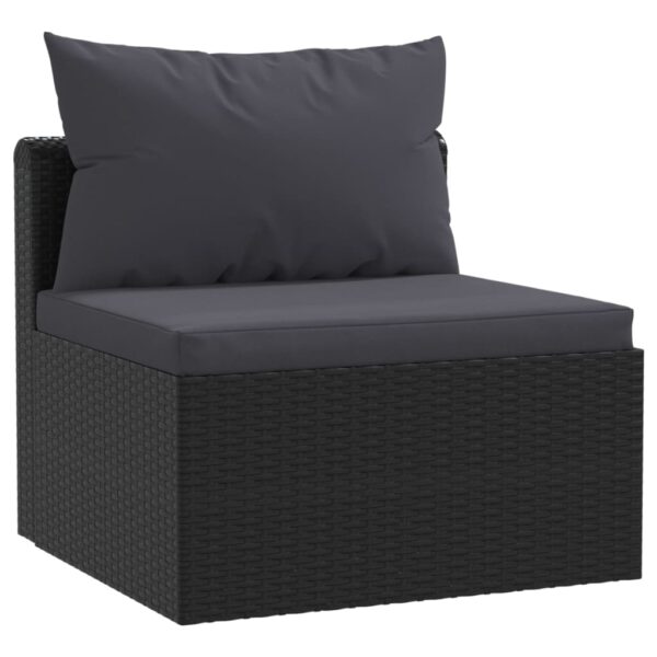 vidaXL 7 Piece Patio Lounge Set with Cushions Poly Rattan Black - Image 6