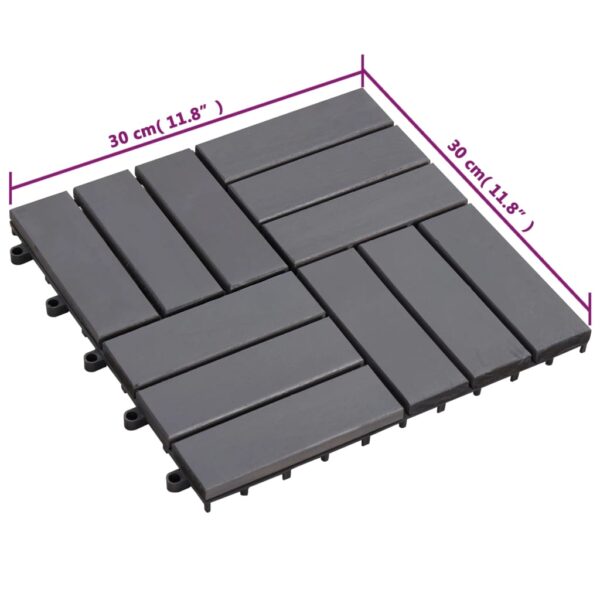 vidaXL Decking Tiles 10 pcs Gray Wash 11.8"x11.8" Solid Acacia Wood - Image 6