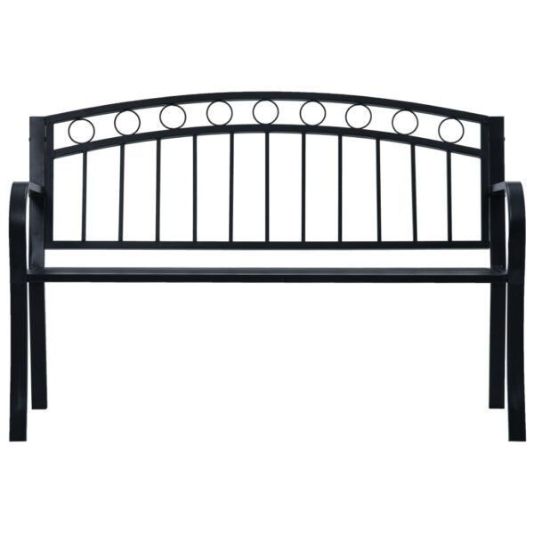 vidaXL Patio Bench 49.2" Black Steel - Image 2