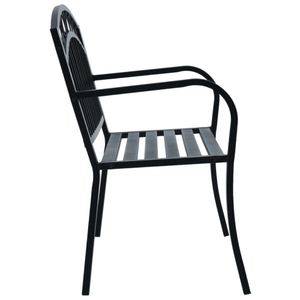 vidaXL Patio Bench 49.2" Black Steel - Image 3