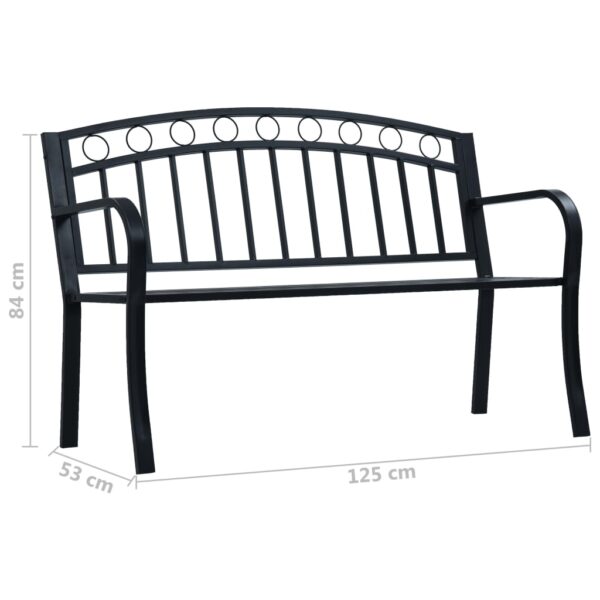 vidaXL Patio Bench 49.2" Black Steel - Image 8