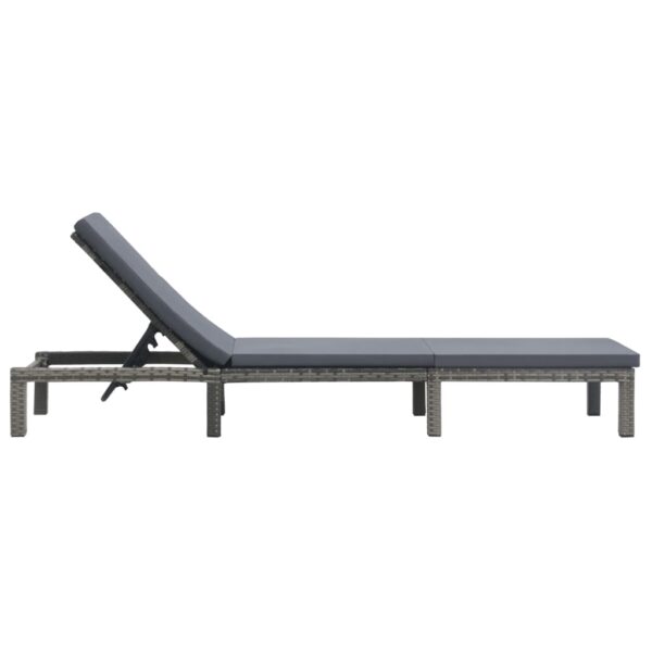 vidaXL Sun Lounger with Cushion Poly Rattan Anthracite - Image 3