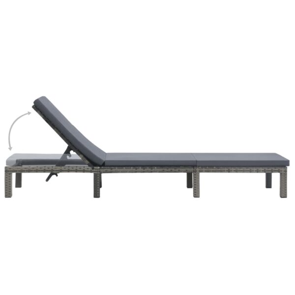 vidaXL Sun Lounger with Cushion Poly Rattan Anthracite - Image 4