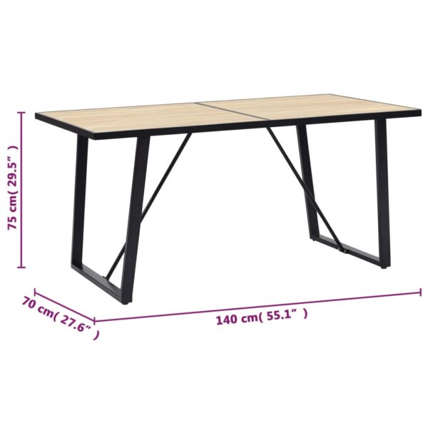 vidaXL Dining Table Oak 55.1"x27.6"x29.5" MDF - Image 5