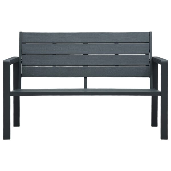 vidaXL Patio Bench 47.2" HDPE Gray Wood Look - Image 2