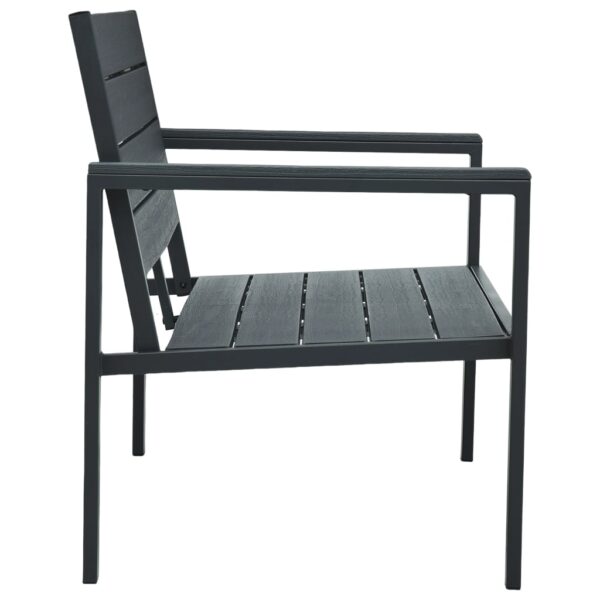 vidaXL Patio Bench 47.2" HDPE Gray Wood Look - Image 3