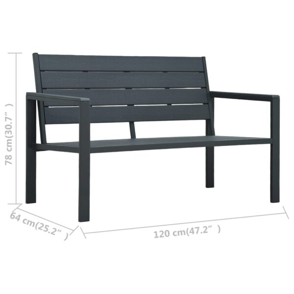 vidaXL Patio Bench 47.2" HDPE Gray Wood Look - Image 6