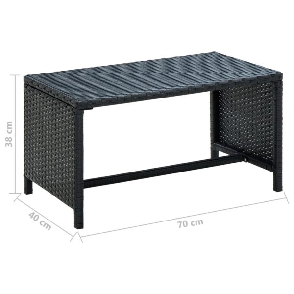 vidaXL Coffee Table Black 27.6"x15.7"x15" Poly Rattan - Image 4