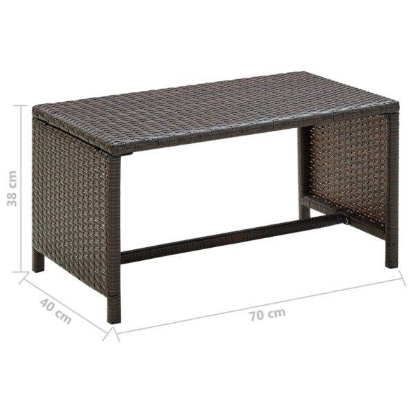 vidaXL Coffee Table Brown 27.6"x15.7"x15" Poly Rattan - Image 4