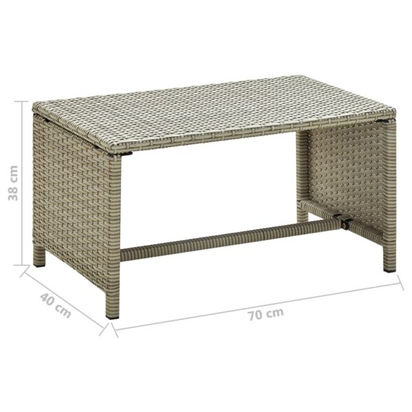 vidaXL Coffee Table Beige 27.6"x15.7"x15" Poly Rattan - Image 4