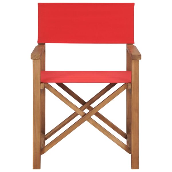 vidaXL Director's Chair Solid Teak Wood Red - Image 2