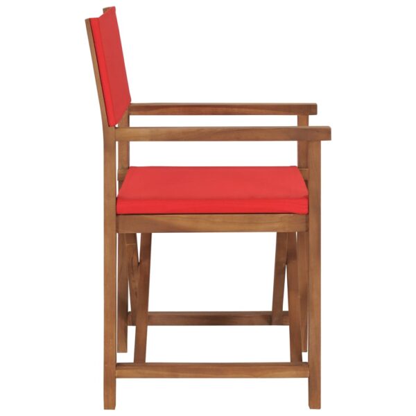 vidaXL Director's Chair Solid Teak Wood Red - Image 3