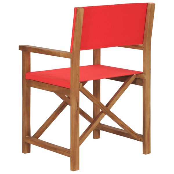 vidaXL Director's Chair Solid Teak Wood Red - Image 4