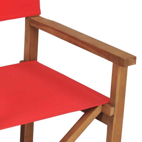 vidaXL Director's Chair Solid Teak Wood Red - Image 6